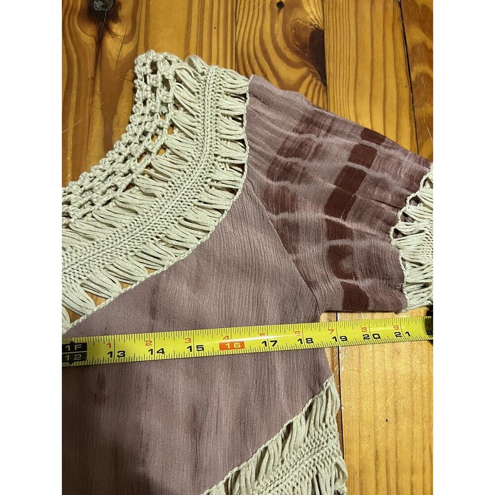 Umgee Boho Pink Tie Dye Top Size L Crochet open weave Festival High Low Hem - Picture 8 of 16